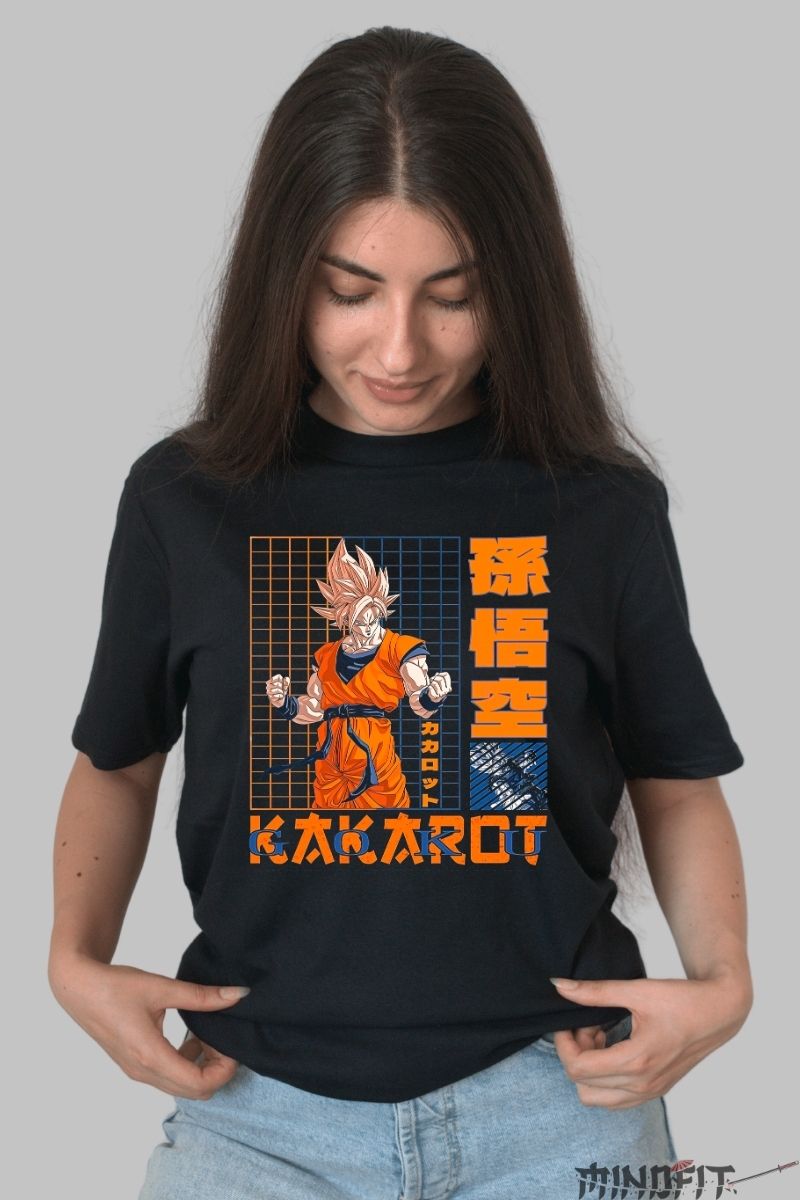 Tricou Anime Dragon Ball – Kakarot Grid Style dama negru