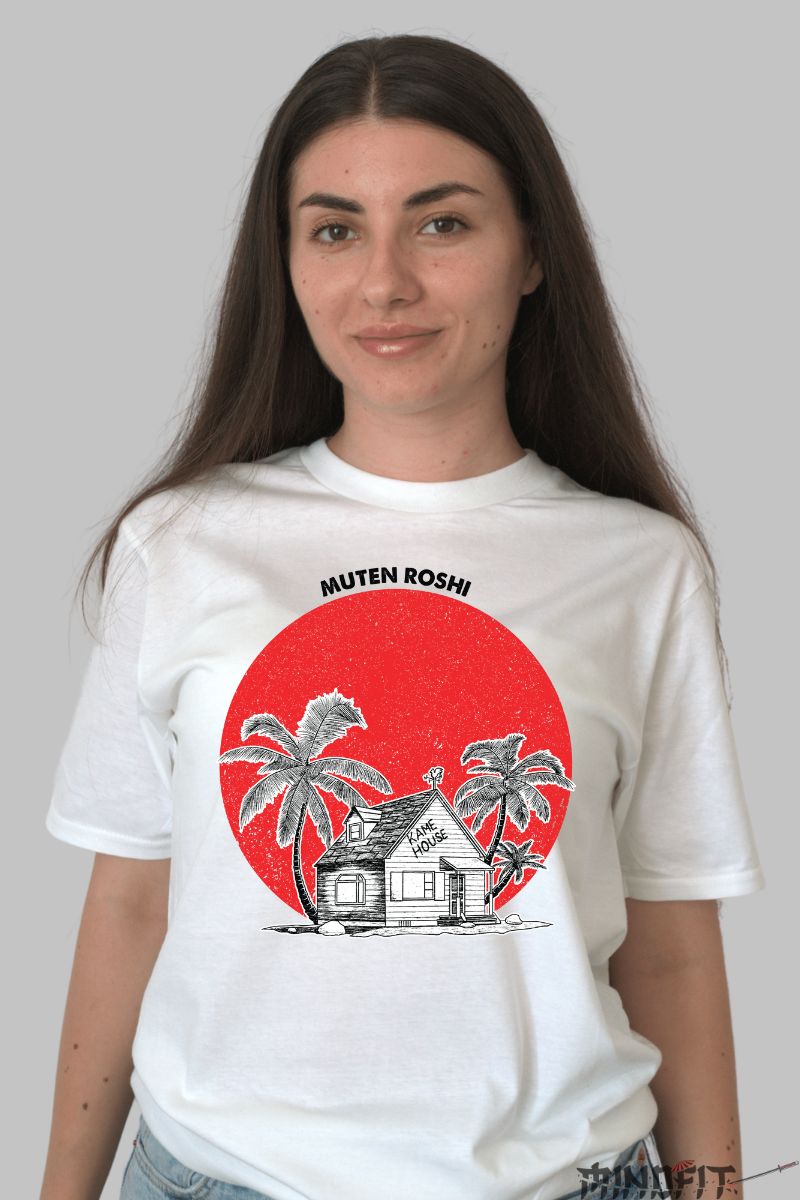 Tricou Anime Dragon Ball – Kame House Muten Roshi dama alb