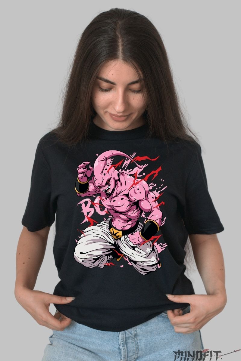 Tricou Anime Dragon Ball – Kid Buu Rage Mode dama negru