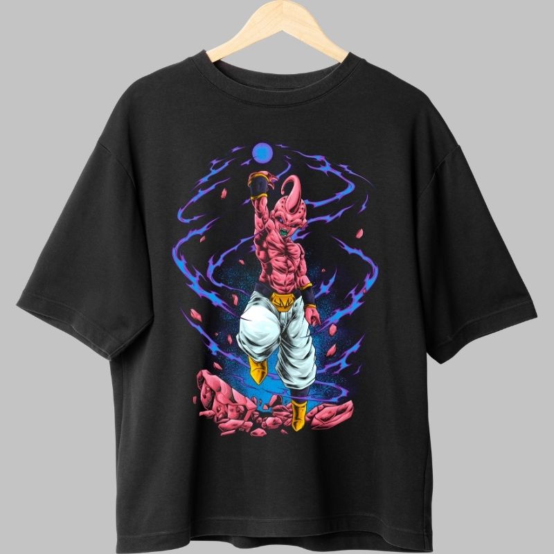 Tricou Anime Dragon Ball – Majin Buu vs Goku si Vegeta negru spate