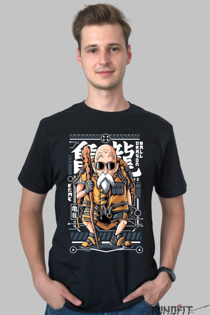 Tricou Anime Dragon Ball – Master Roshi Tactical Mode barbat negru