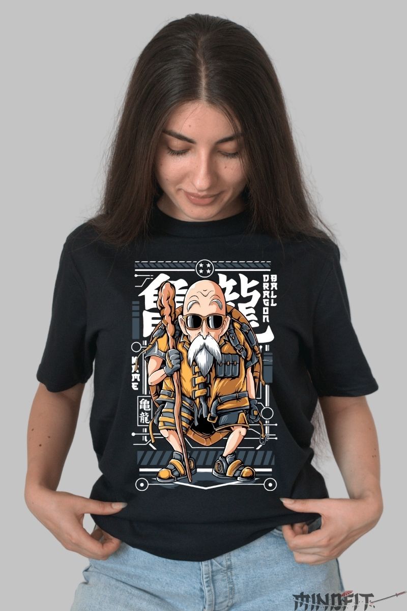 Tricou Anime Dragon Ball – Master Roshi Tactical Mode dama negru
