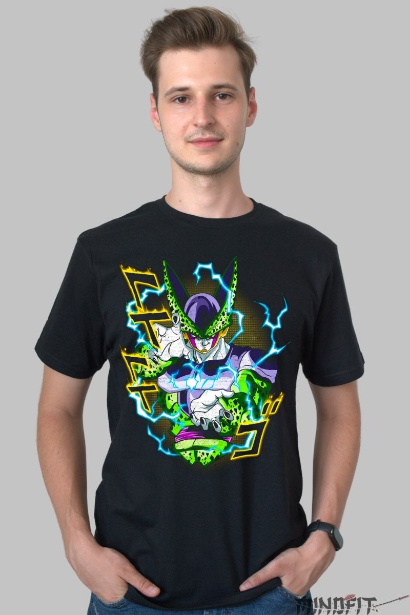 Tricou Anime Dragon Ball – Perfect Cell Thunder Charge barbat negru
