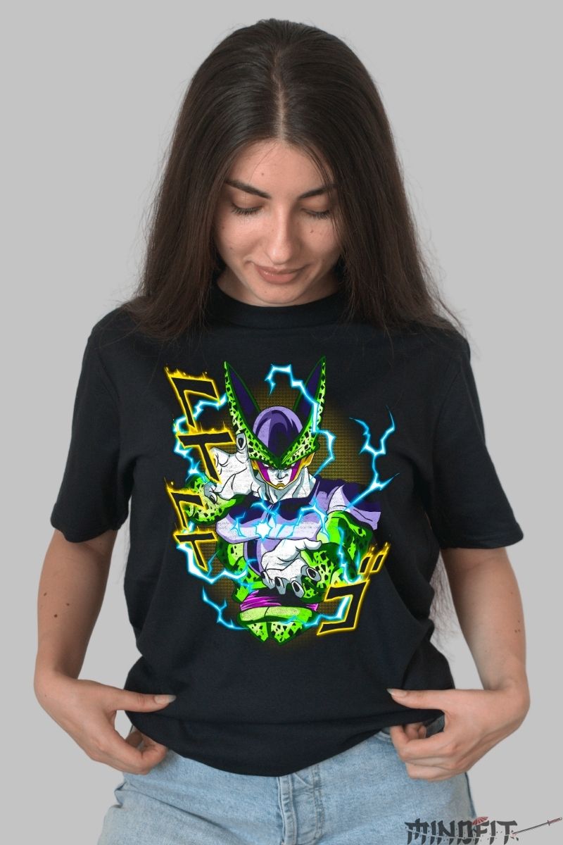 Tricou Anime Dragon Ball – Perfect Cell Thunder Charge dama negru