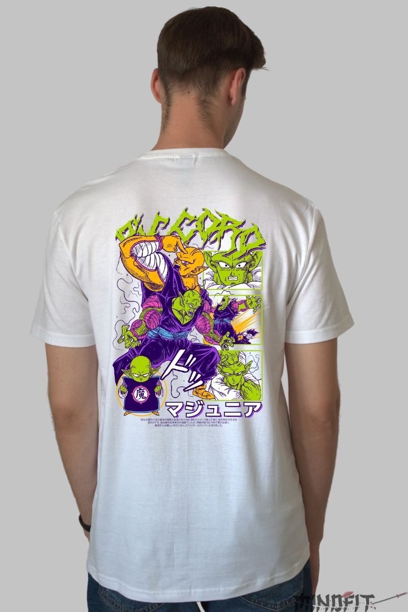 Tricou Anime Dragon Ball – Piccolo Namekian Rage alb negru spate
