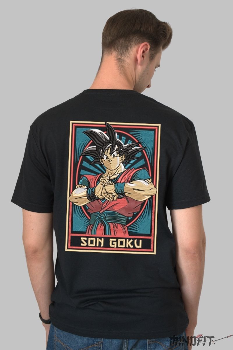 Tricou Anime Dragon Ball – Son Goku Retro Style barbat negru spate