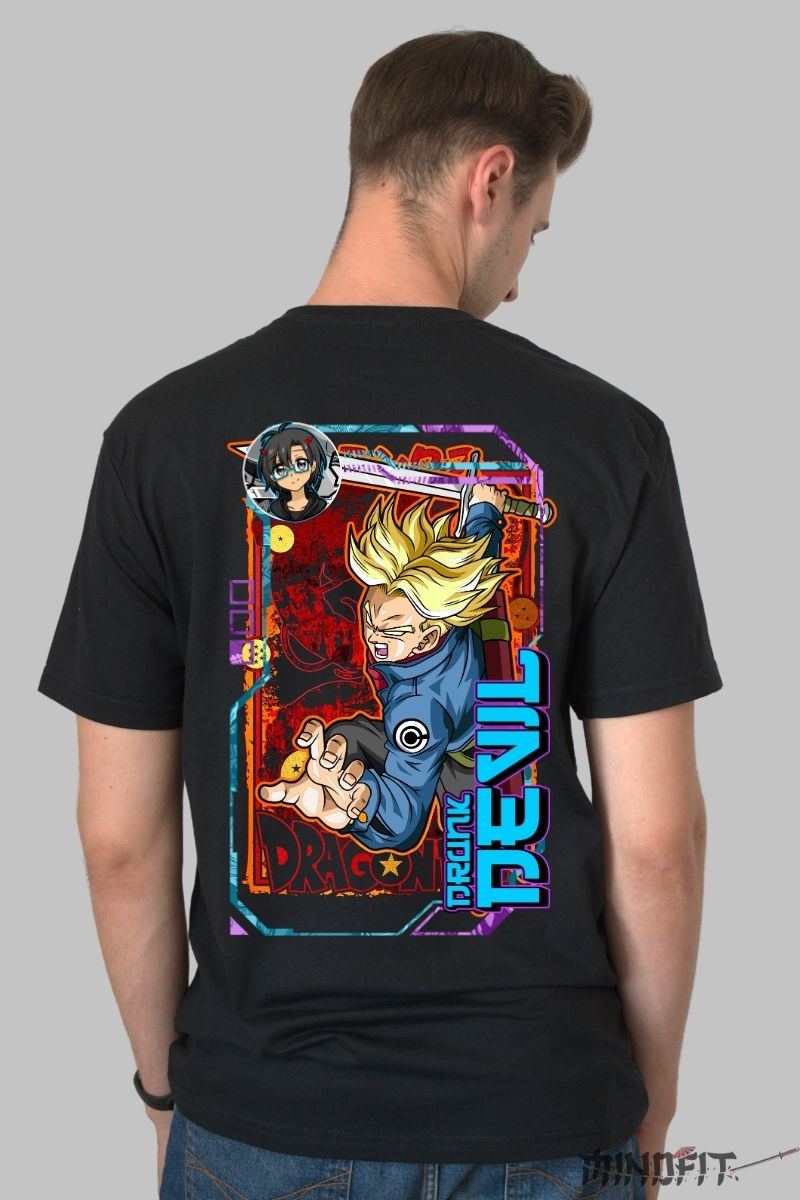Tricou Anime Dragon Ball – Trunks Devil Attack barbat negru spate