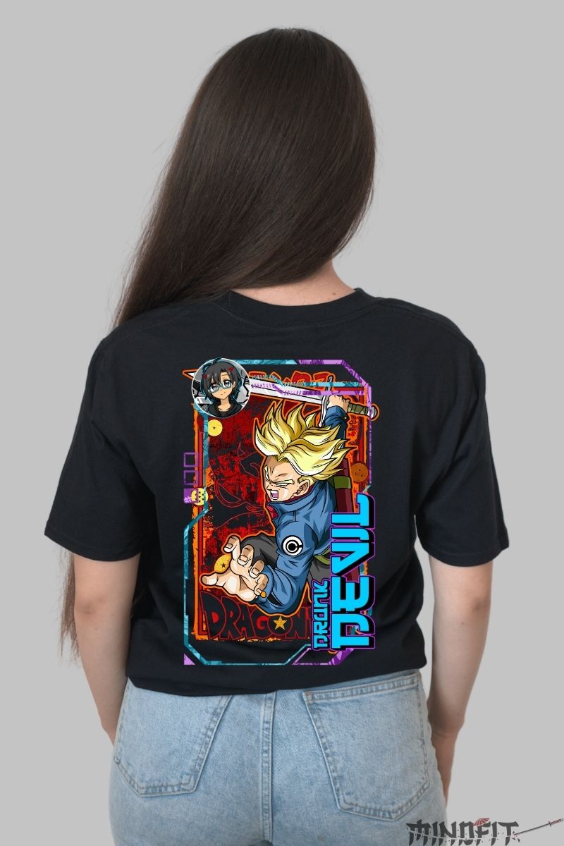 Tricou Anime Dragon Ball – Trunks Devil Attack fata negru spate