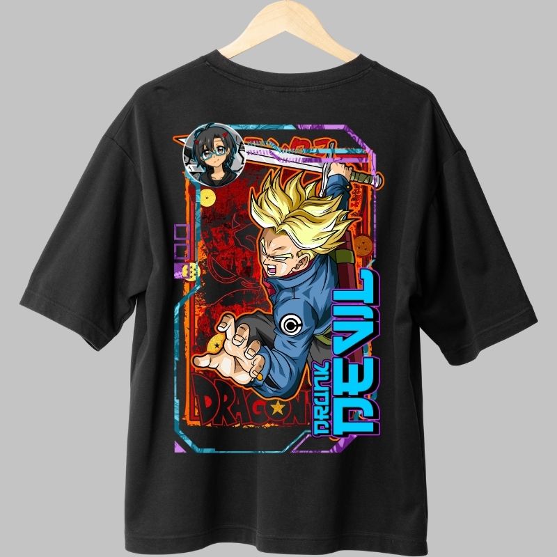 Tricou Anime Dragon Ball – Trunks Devil Attack negru fata