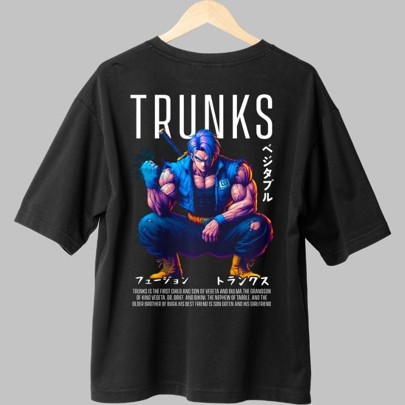 Tricou Anime Dragon Ball – Trunks Sword Stance negru spate