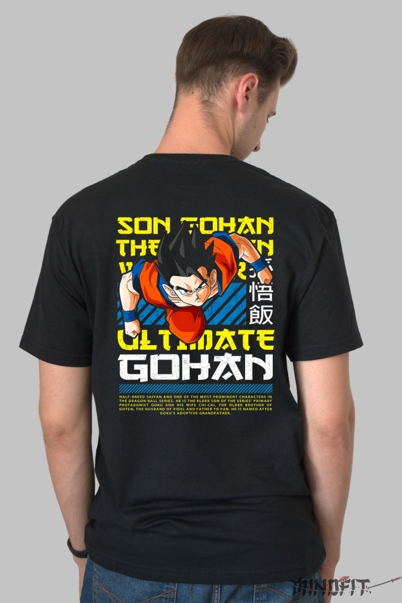 Tricou Anime Dragon Ball – Ultimate Gohan barbat negru spate