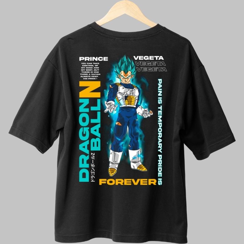 Tricou Anime Dragon Ball – Vegeta Blue Pride negru fata