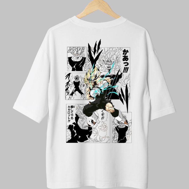 Tricou Anime Dragon Ball – Vegeta Lightning Power alb fata