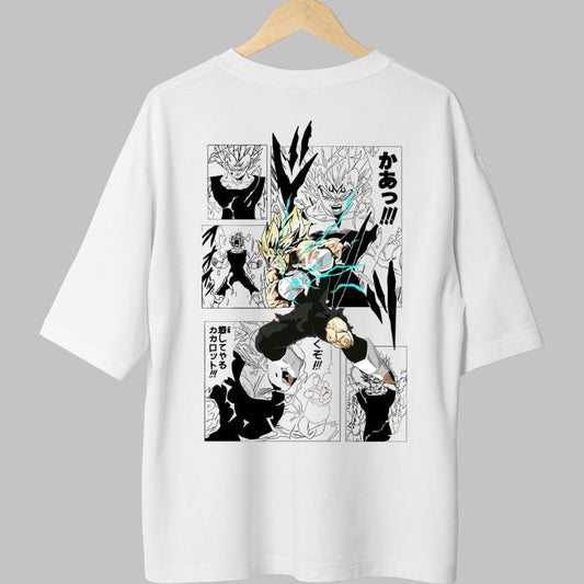 Tricou Anime Dragon Ball – Vegeta Lightning Power alb fata