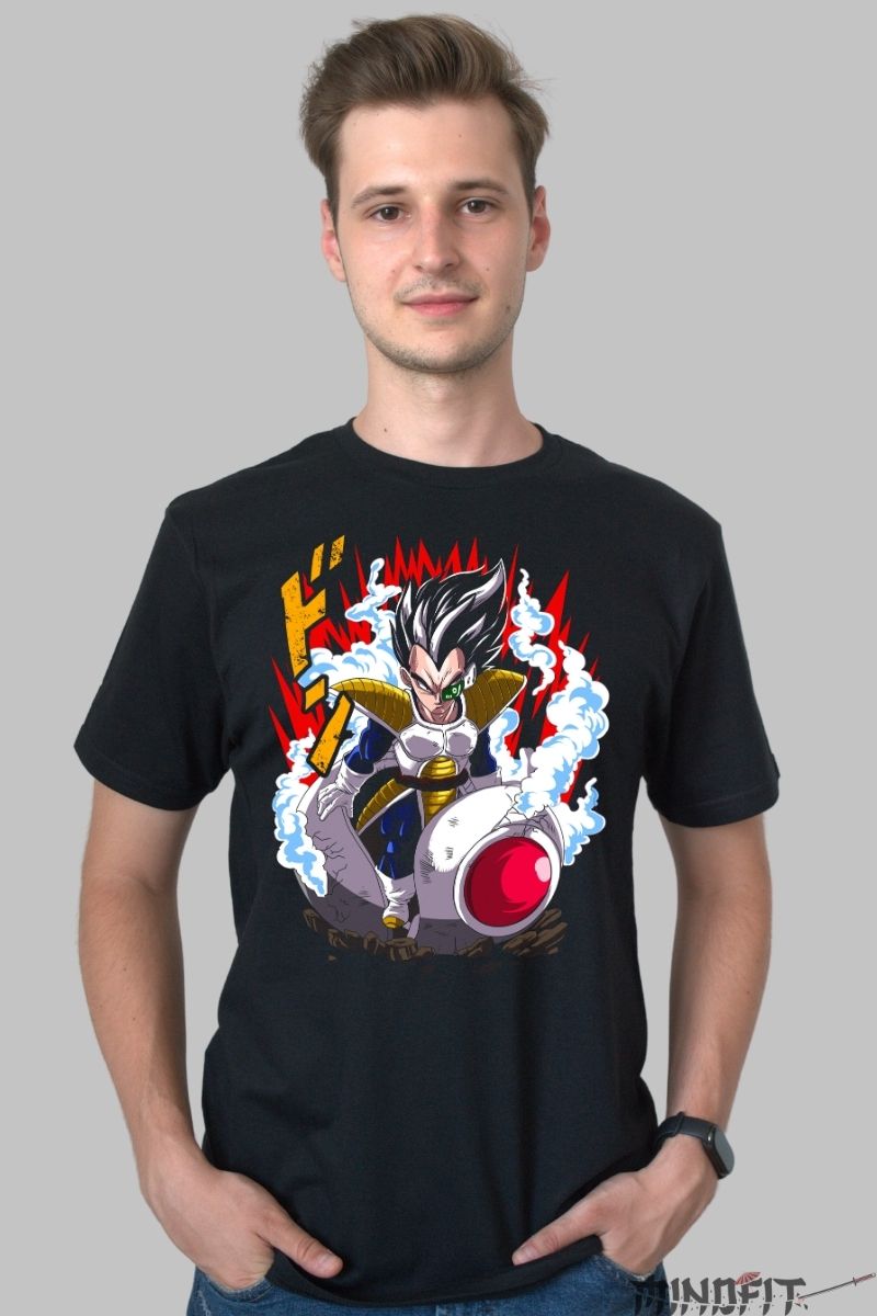 Tricou Anime Dragon Ball – Vegeta Saiyan Arrival barbat negru