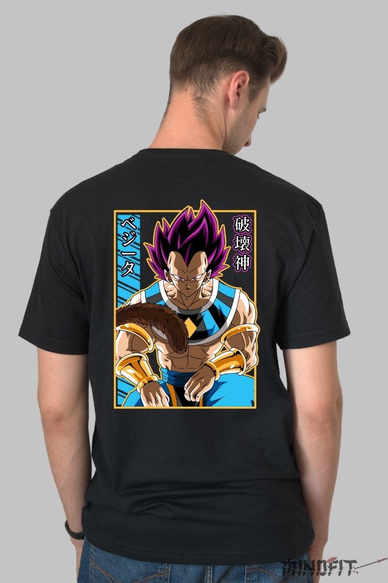 Tricou Anime Dragon Ball – Vegeta Zeu al Distrugerii barbat negru spate