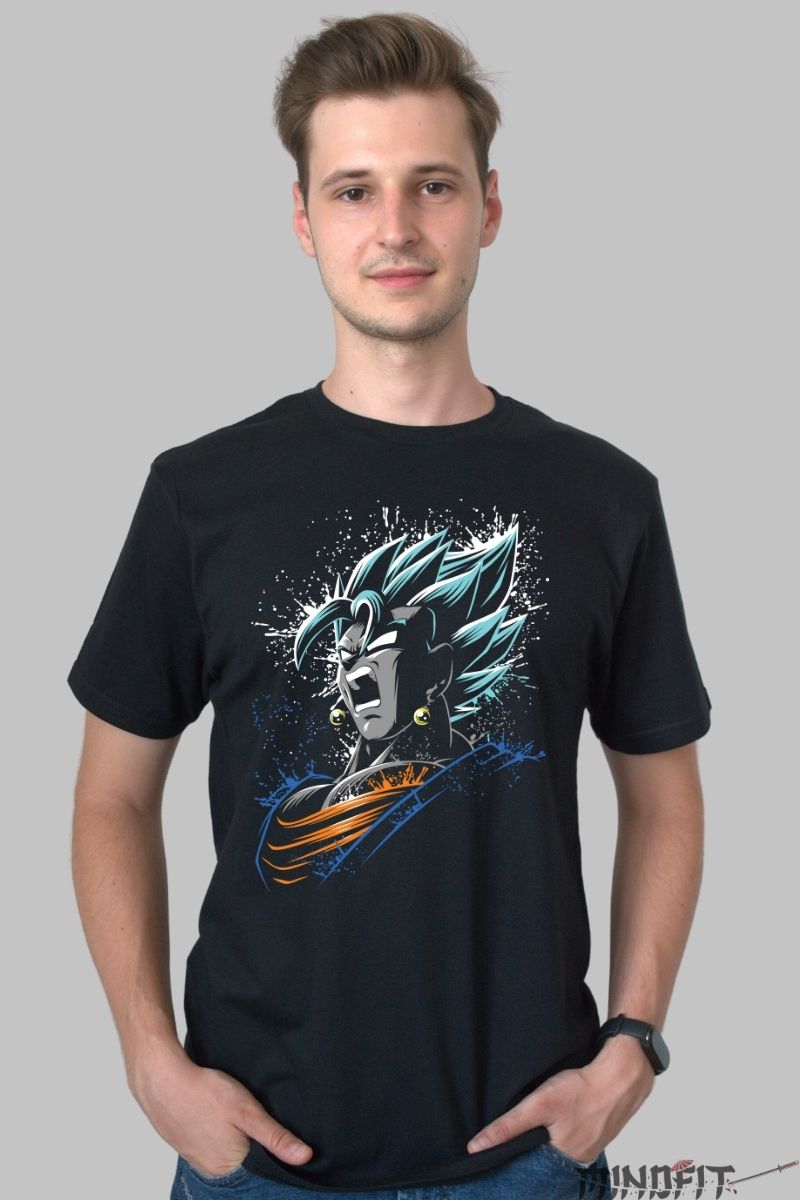 Tricou Anime Dragon Ball – Vegito Super Saiyan Blue Rage barbat negru