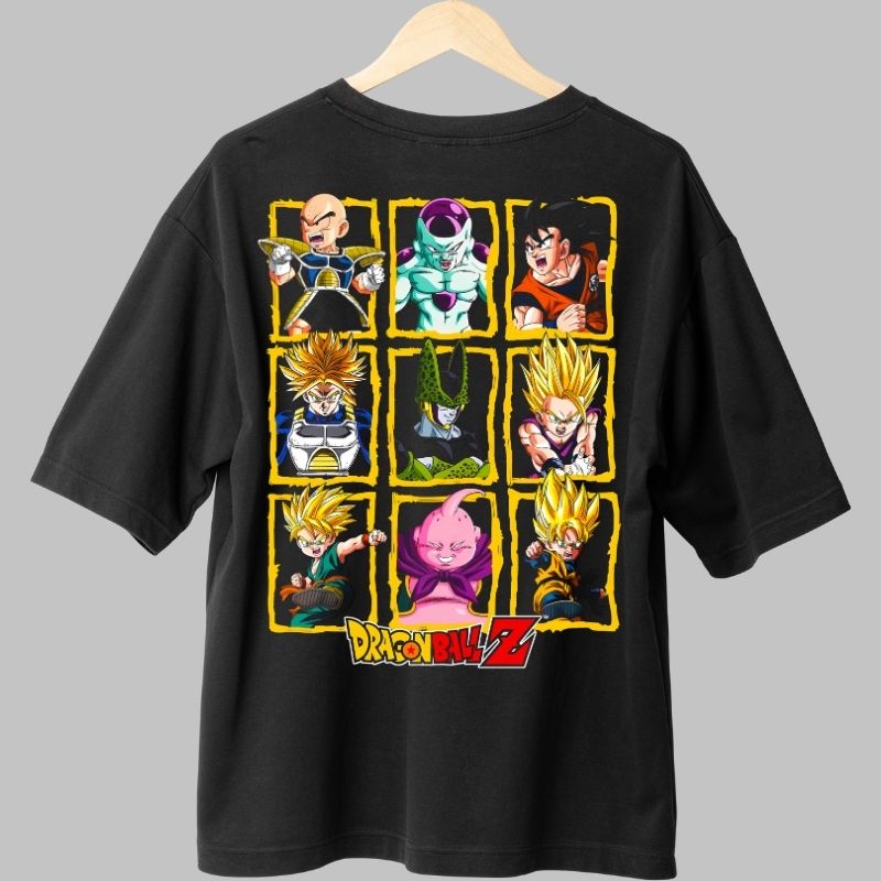 Tricou Anime Dragon Ball Z – Colaj Eroi si Villaini negru fata