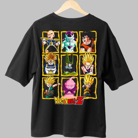 Tricou Anime Dragon Ball Z – Colaj Eroi si Villaini negru fata