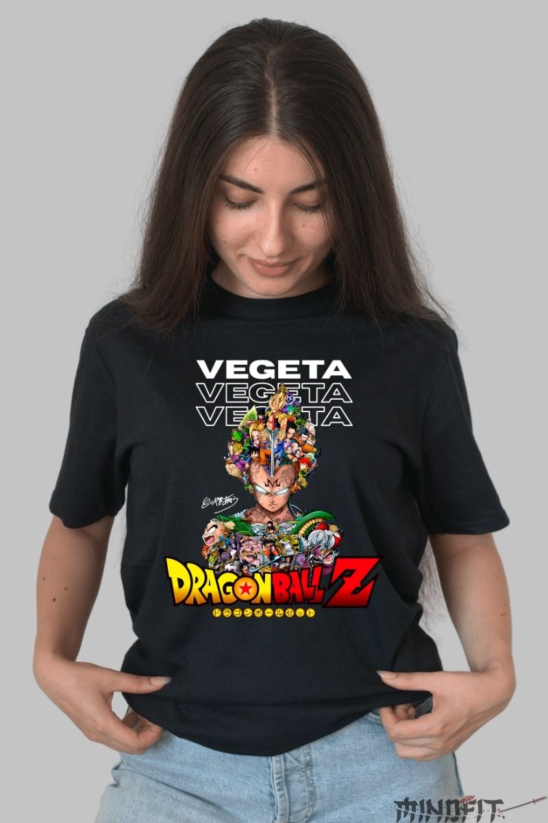 Tricou Anime Dragon Ball Z – Vegeta Majin Colaj DBZ dama negru
