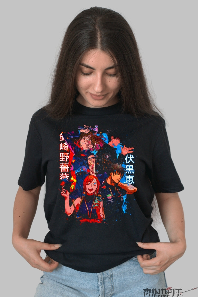 Tricou Anime Jujutsu Kaisen - Echipa Blestemelor si Curajului Dama Negru