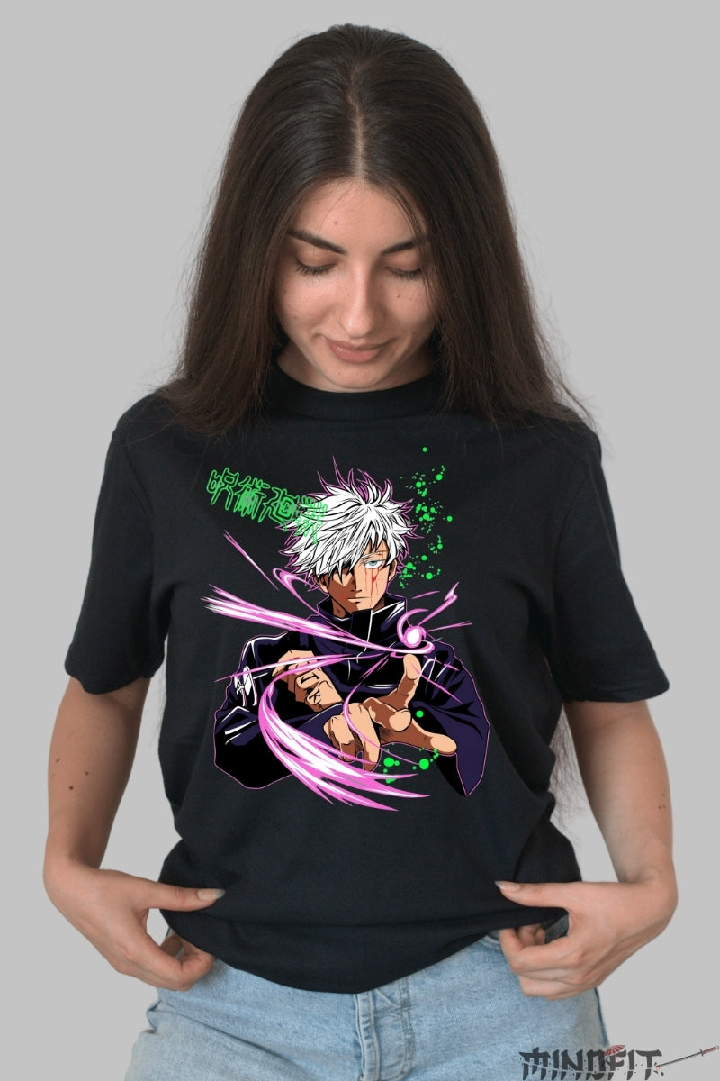 Tricou Anime Jujutsu Kaisen - Gojo Putere Infinita Dama Negru