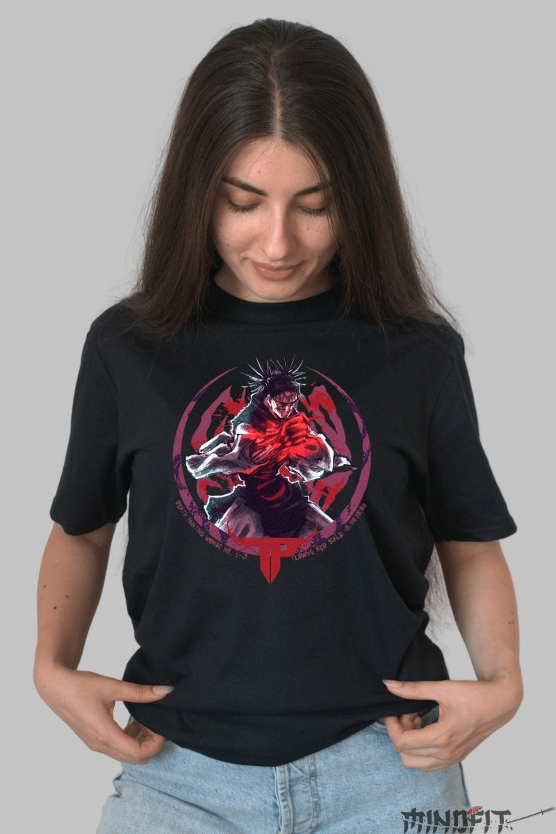 Tricou Anime Jujutsu Kaisen - Sukuna Furia Zeului Blestemat Dama Negru