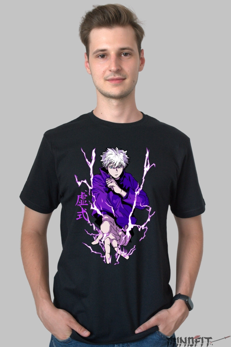 Tricou Anime Jujutsu Kaisen - Tehnica Limitless a lui Gojo Barbat Negru