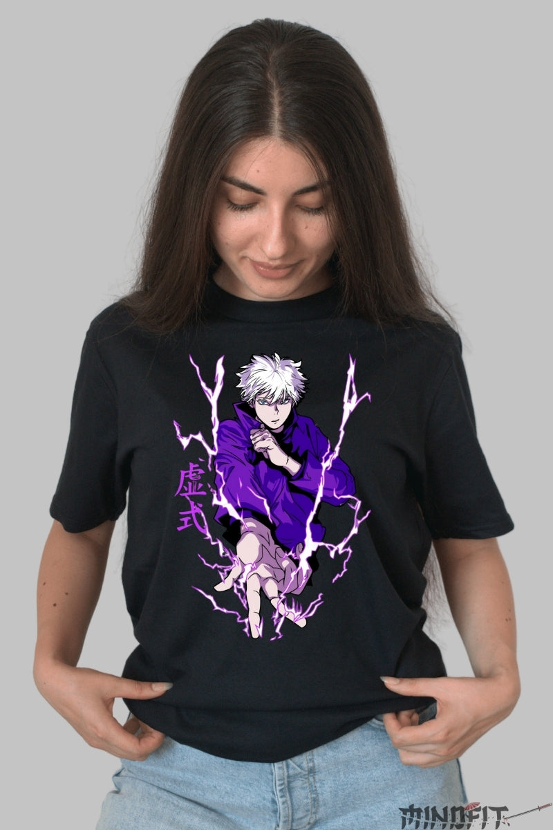 Tricou Anime Jujutsu Kaisen - Tehnica Limitless a lui Gojo Dama Negru