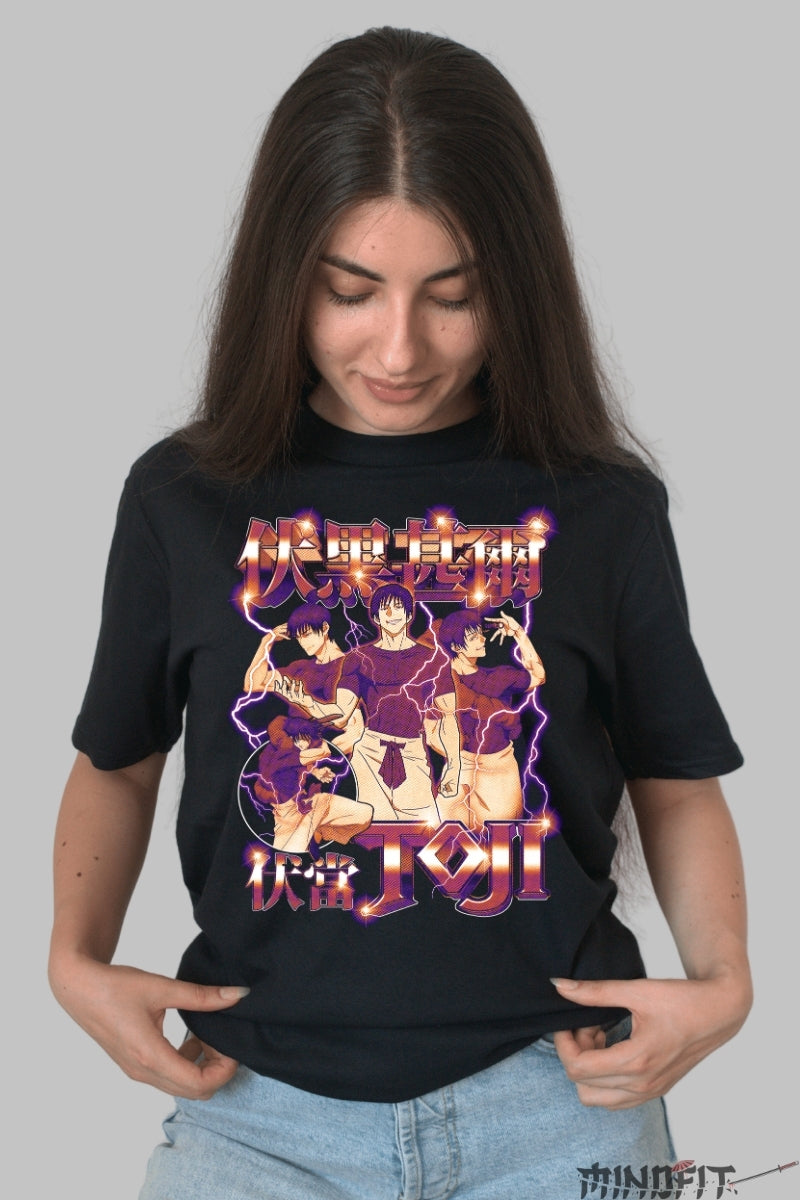 Tricou Anime Jujutsu Kaisen - Toji Fushiguro Aura Nimicitoare Dama Negru