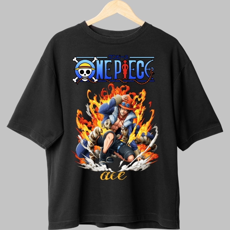 Tricou Anime One Piece - Ace Flacara Libertatii fata