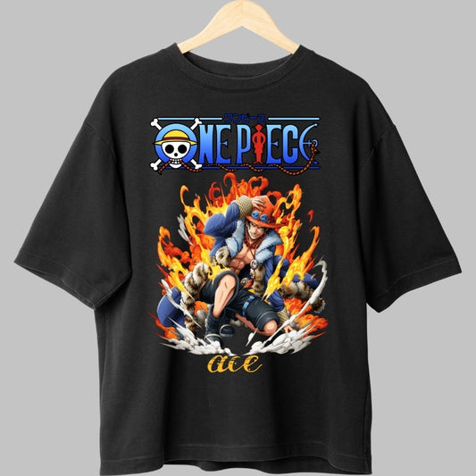 Tricou Anime One Piece - Ace Flacara Libertatii fata