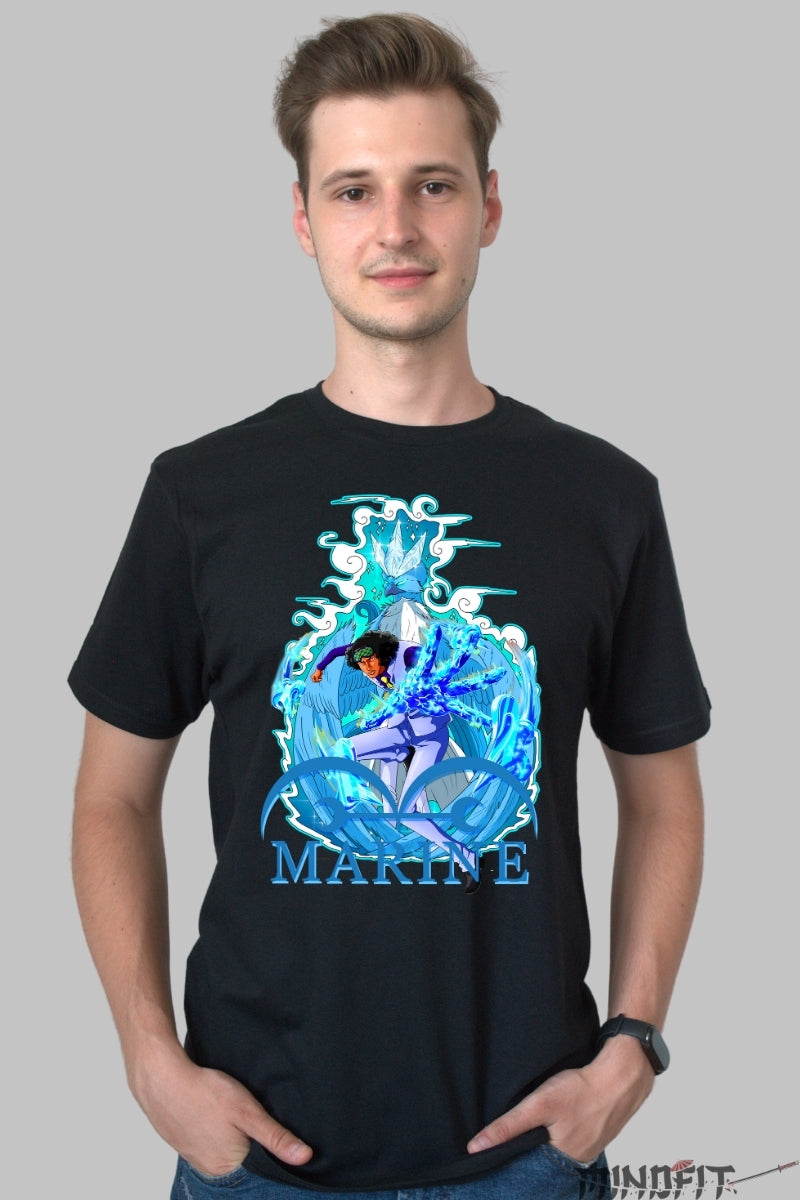 Tricou Anime One Piece - Aokiji Ice Marine Justice barbat negru