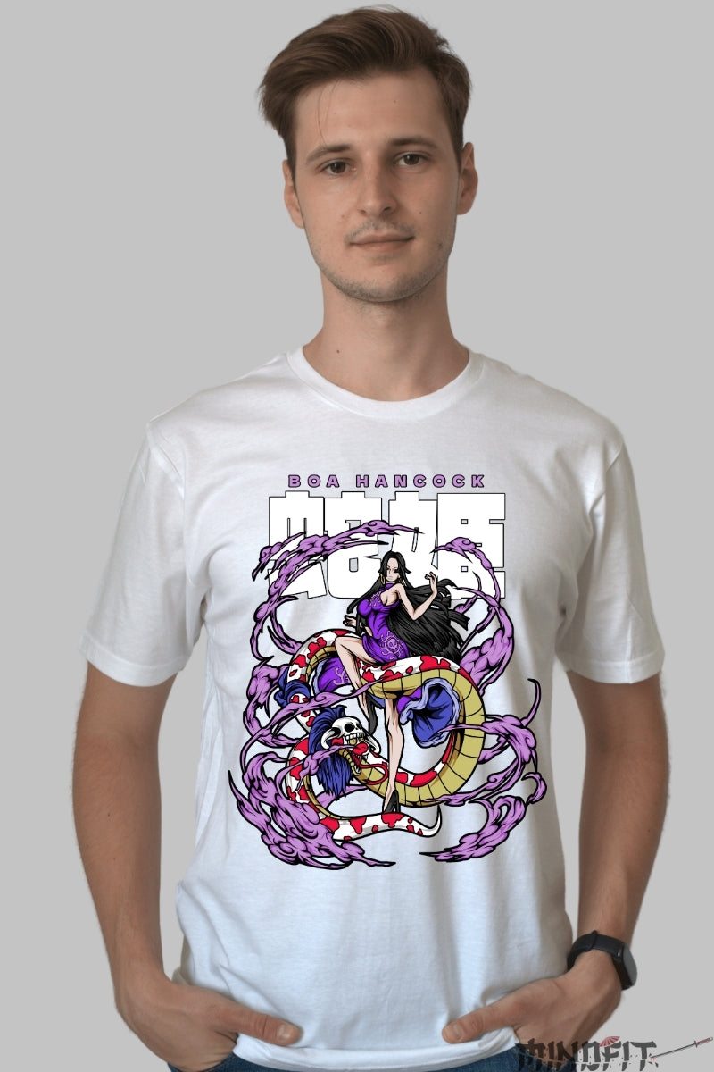 Tricou Anime One Piece - Boa Hancock si Sarpele Salome barbat alb