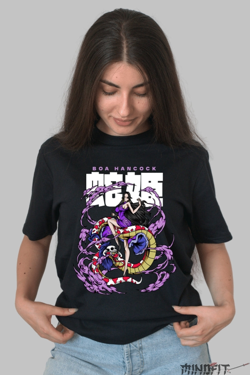 Tricou Anime One Piece - Boa Hancock si Sarpele Salome dama negru