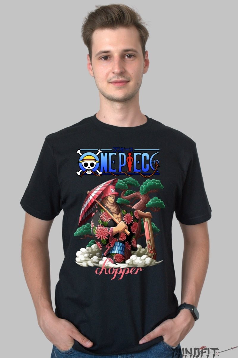Tricou Anime One Piece - Chopper Samurai Warrior barbat negru