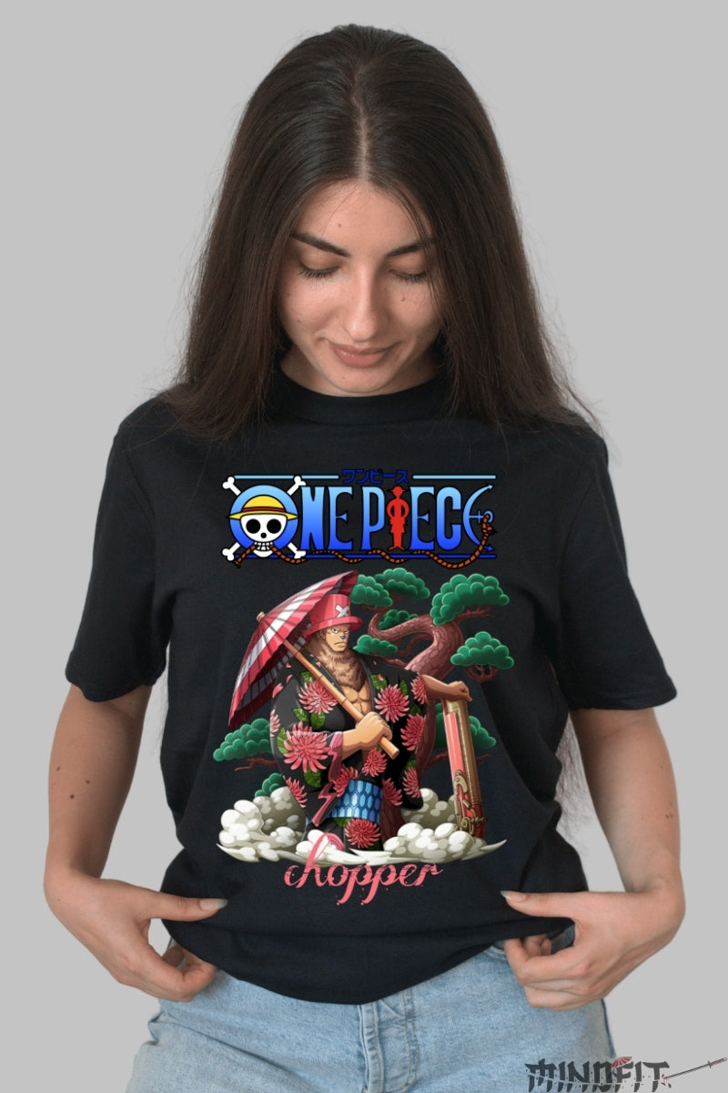 Tricou Anime One Piece - Chopper Samurai Warrior dama negru