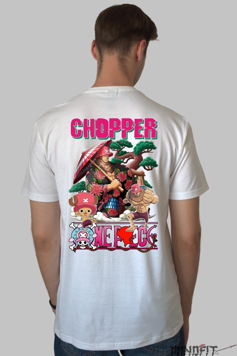 Tricou Anime One Piece - Chopper Wano Warrior Edition barbat alb