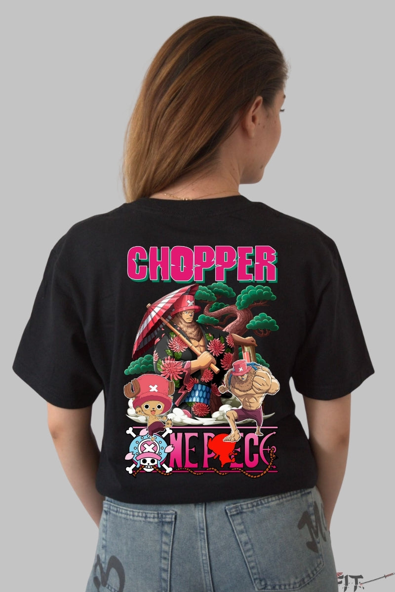 Tricou Anime One Piece - Chopper Wano Warrior Edition dama negru