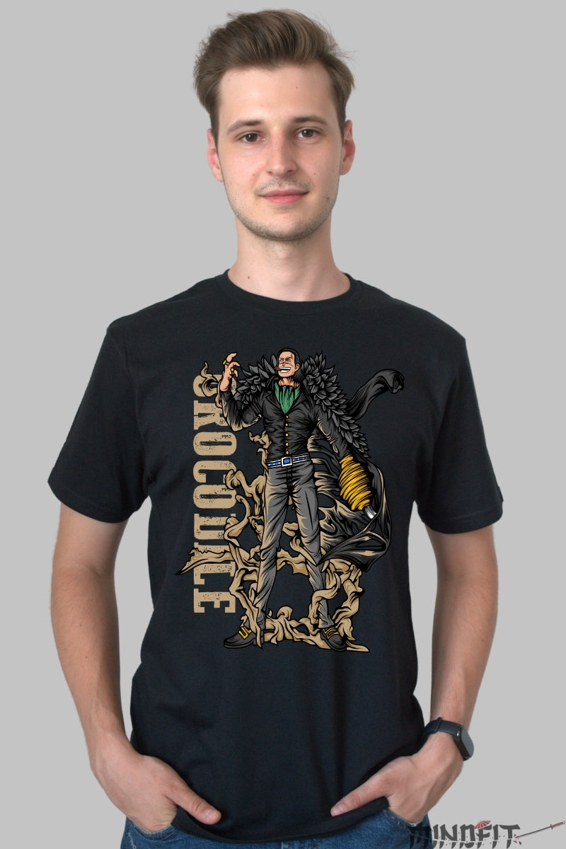 Tricou Anime One Piece - Crocodile Lord of Sand barbat negru
