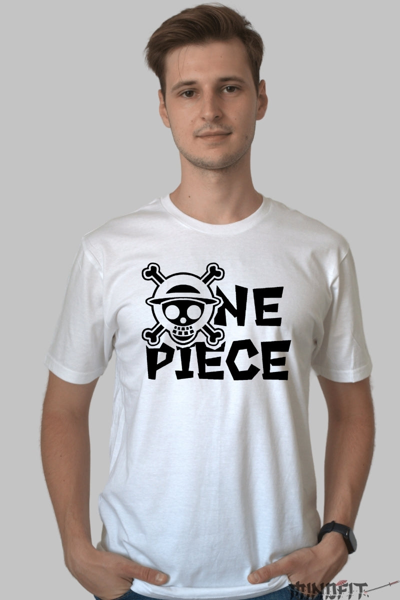 Tricou Anime One Piece - Emblema Piratilor Mugiwara barbat alb