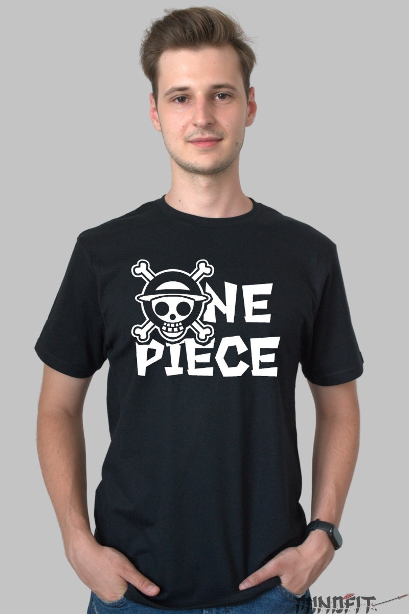 Tricou Anime One Piece - Emblema Piratilor Mugiwara barbat negru