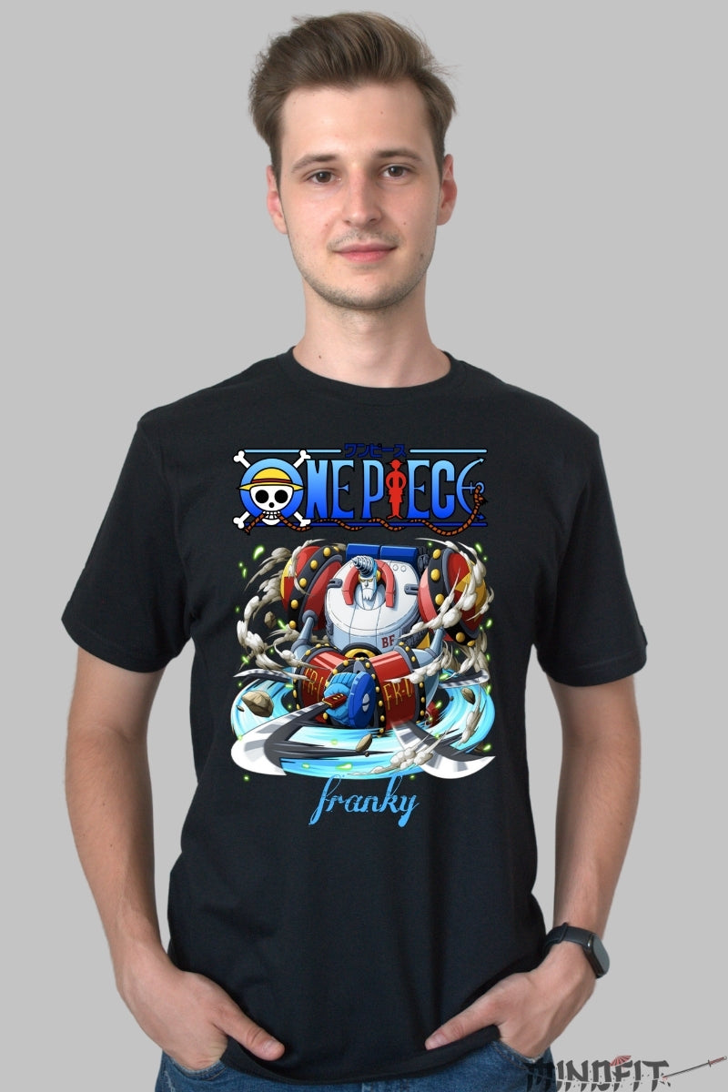 Tricou Anime One Piece - Franky Super Cyborg Energy barbat negru