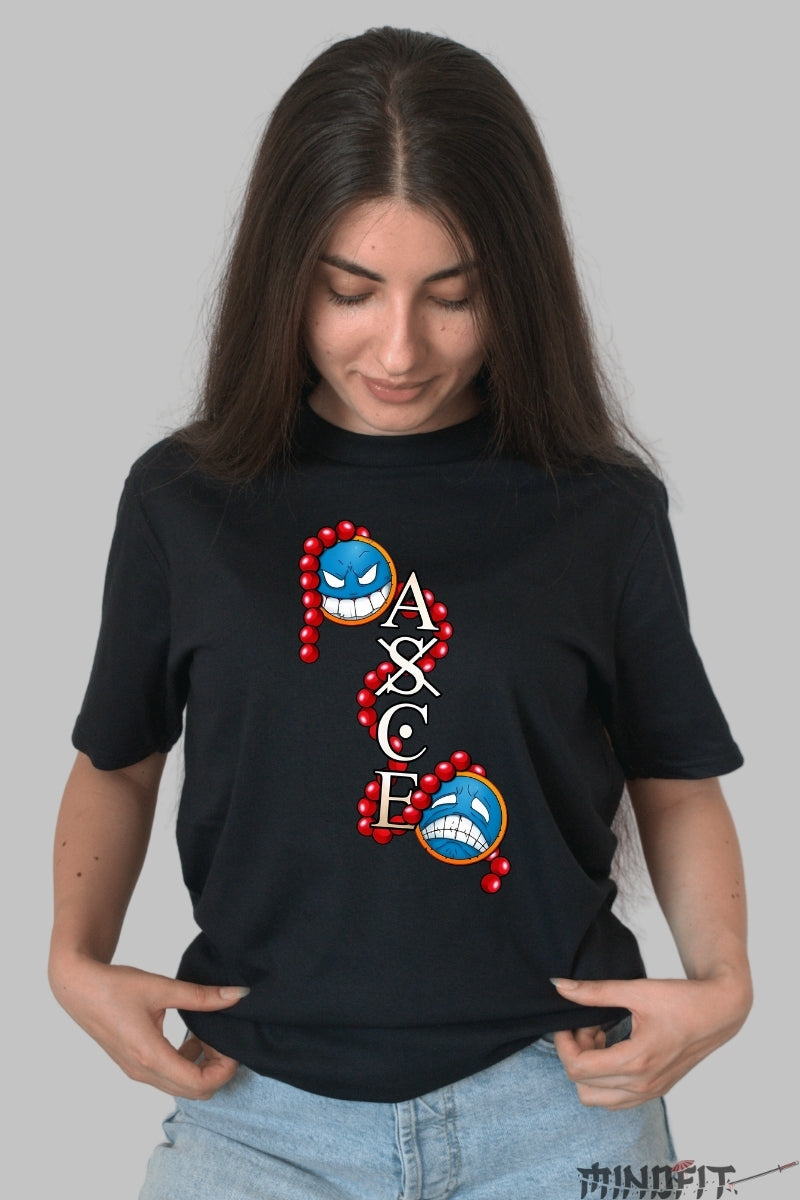 Tricou Anime One Piece - Fratia ASCE Legendar dama negru