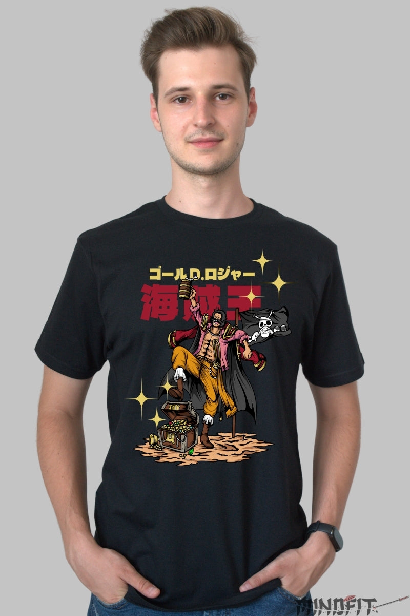 Tricou Anime One Piece - Gol D. Roger Legenda Piratilor barbat negru