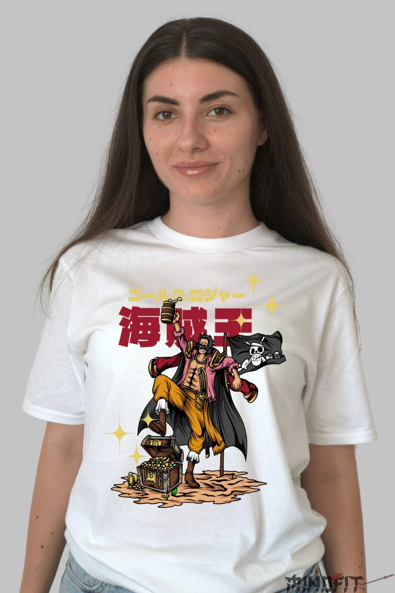 Tricou Anime One Piece - Gol D. Roger Legenda Piratilor dama alb