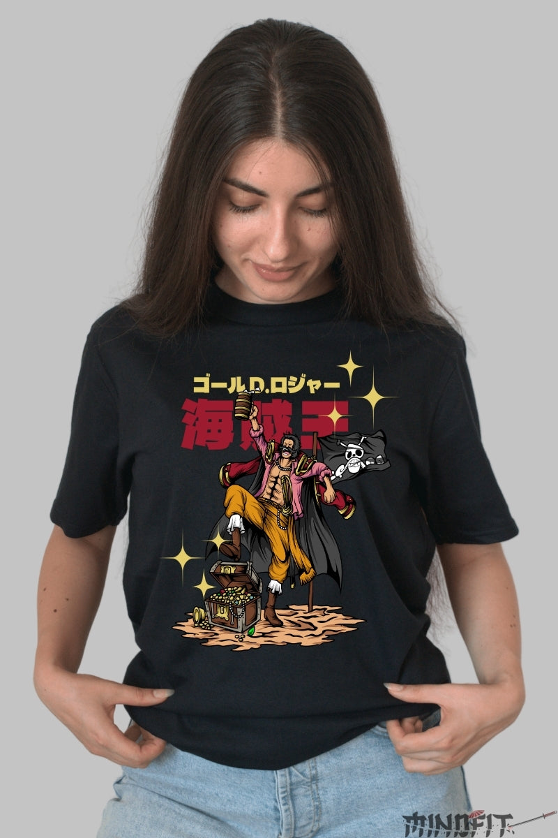 Tricou Anime One Piece - Gol D. Roger Legenda Piratilor dama negru