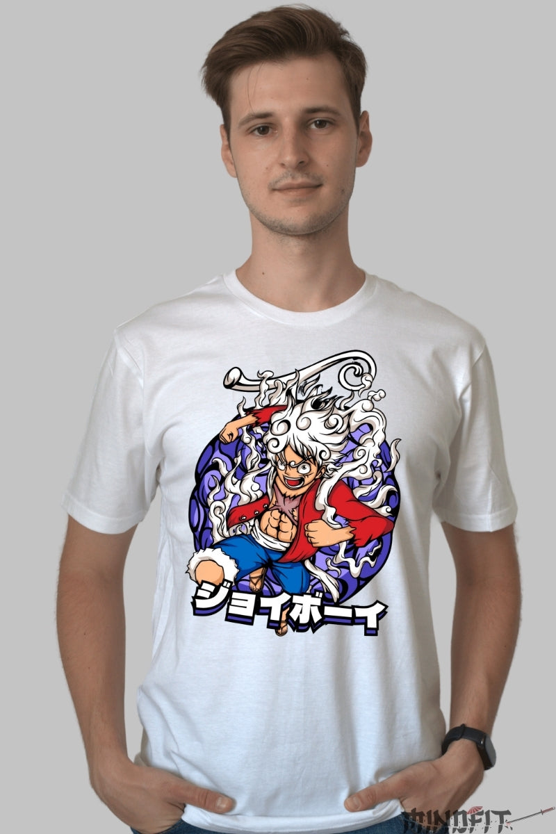 Tricou Anime One Piece - Joyboy Gear 5 Luffy barbat alb