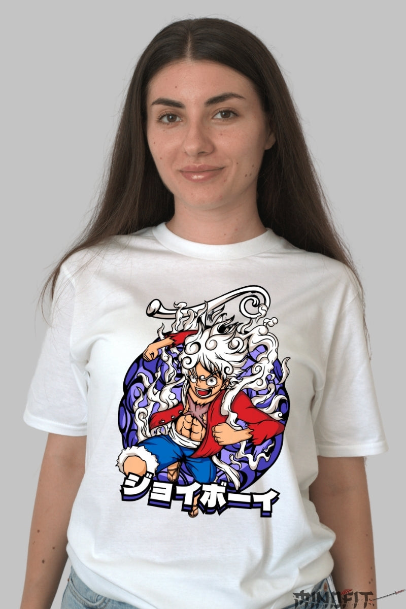 Tricou Anime One Piece - Joyboy Gear 5 Luffy dama alb