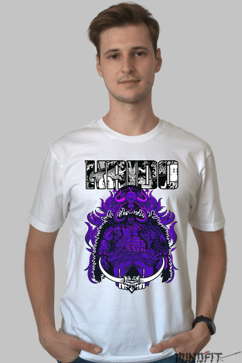 Tricou Anime One Piece - Kaido Dragon Imperial barbat alb